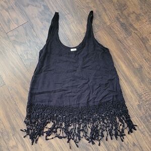 O'Neill Black Tank Top with Fringe Detail